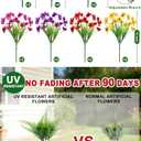 16 Bundles 7 Styles Artificial Flowers for Outdoors, UV Resistant No Fade Fake Plants Outdoor Faux Flowers Plant Silk Daisy Boston Fern Lavender Flowers for Cemetery Outside Planters Porch Patio Home