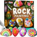 Rock Painting Kit for Kids, Arts and Crafts for Girls & Boys Ages 6-12, DIY Supplies for Painting Rocks, Easter Craft Kits Art Set, Toddler Birthday, Family Indoor Activity