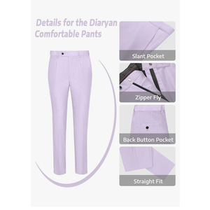 Men's Slim Fit Purple Summer Grooms Wedding for Men Pants Set XL