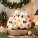 Pinkunn Set of 3 Christmas Table Tree Decor White Plush Mini Christmas Tree Tabletop Decorations Centerpieces for Winter Holiday Mantel Fireplace Tabletop Home Decor, 3 Sizes