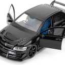 WAKAKAC Toy Car Compatible for 1:32 Mitsubishi Lancer Evolution Model Car, Pull Back Diecast Collectible Car with Sounds  Lights for Kids Boys Girls and Adults, Gift Black