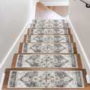 OJIA Stair Treads Non Slip for Wooden Steps Indoor 15PCS Carpet Stair Treads, Rubber Backing Stair Carpet Treads, Residue Free 8"x30" Staircase Step Treads Edging Stair Rugs for Kids & Pets, Gray