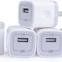3 x Single Port USB Wall Charger, GiGreen 1A/5V Power Adapter 5 Pack Charging