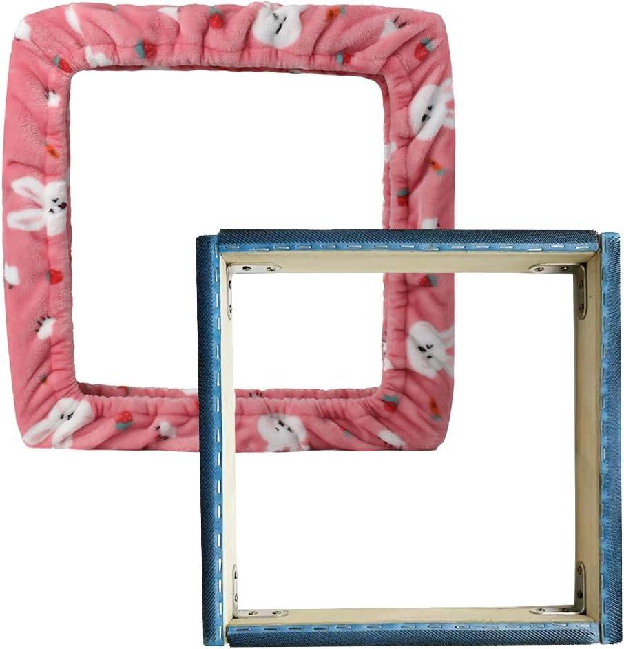 JQSH Gripper Strip Frame, Rug Hooking Frame, Punch Needle Frame, Cross Stitch Hoop, with Frame Flannel Cover (9.8*9.8 inch)