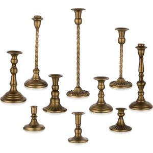 Gold Candlestick Candle Holders: Tall Taper Candles Stick Holder Bulk Wedding Decor Set of 6 Brass Dinning Table Centerpiece Vintage Metal Candle Stand