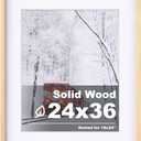 Egofine 24x36 Solid Wood Picture Frame, Made of Solid Wood Covered by Plexiglass 18x24 with Mat 24x36 without Mat, Poster Frame for Wall Mounting Photo Frame Vertically or Horizontally, Natural Wood