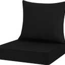 Outdoor Chair Cushions 22x22, Patio Furniture Cushions with Removable Cover, Outdoor Deep Seat Cushion Set with Ties and Handle, Waterproof Outdoor Cushions for Chair Sofa Couch, Black