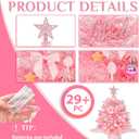 Wangchao Craft 20" Mini Pink Christmas Tree Table Top Artificial Xmas Tree Small Christmas Tree with Lights, Star Treetop and Balls, Tabletop for Girls Rooms