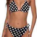 Zonsaoja Women String Bikini Set Halter Side Tie Two Piece Swimsuit Triangle Bathing Suits M