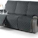 TAOCOCO 100% Waterproof Recliner Covers, Recliner Sofa Covers with Leg Straps, Reversible Recliner Couch Cover for Reclining Chair, Washable Couch Protector for Pets Kids(3 Seater, Dark Gray)