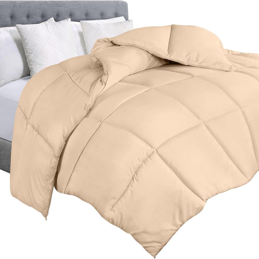 Utopia Bedding Comforter Duvet Insert, Quilted Comforter with Corner Tabs, Box Stitched Down Alternative Comforters King Size (Beige) (King (Pack of 1))