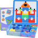 ZOZOPLAY Kids Mosaic Puzzle,490Pcs Building Blocks,Educational Kit with 6 Assembly Drawing,STEM Toys for 3+ Year Old (Small Cube)