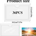 36 Pack Adhesive 5" x 7" Index Card Pockets with Top Open for Loading, Clear Plastic Labels Holders for Storage Bins Organizing Library Card Totes Shelves