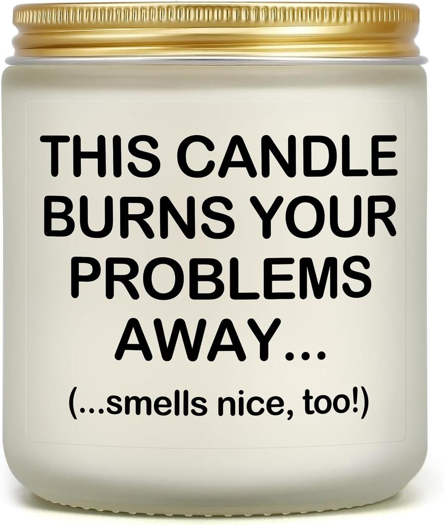 Relaxing Gifts for Women Men, Funny Calm Down Candles for Anxiety, Stress Relief Gift for Friend, Bestie, Boss, Coworker, Thinking of You Candle for Birthday, Retirement - Burn Problems Away