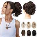 REECHO Ponytail Extension, 9" Claw Clip in Short Curly Wavy Pony Hair Extension Jaw Clip on Pony Tail HP001 Hairpiece for Women - Dark Chocolate Brown