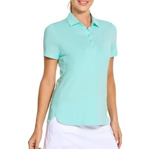 M MAELREG Womens Golf Shirt Short Sleeve 5 Buttons Quick Dry Casual Solid Moisture Wicking Tennis Polo Shirts for Women (L), Blue Light 