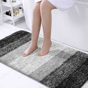 OLANLY Bathroom Runner Rugs 47x24, Extra Soft Absorbent Microfiber Bath Rugs, Rubber Backing, Quick Dry, Machine Washable Bath Mats for Bathroom Floor, Tub, Shower and Home Decor Accessories, Black