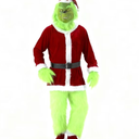 Christmas Green Costume for Men Furry Adult Santa Claus Costume Mask Santa Suit XL