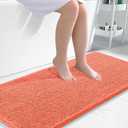 OLANLY Bathroom Rugs 47x24, Extra Soft Absorbent Chenille Bath Rugs, Rubber Backing Quick Dry, Machine Washable Bath Mats for Bathroom Floor, Tub and Shower, Home Decor Accessories, Coral