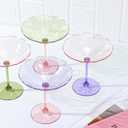 12 Pcs Plastic Martini Glasses 7oz Flower Disposable Cocktail Coupe Glasses Pink and Green Martini Cup Vintage Detachable Dessert Parfait Glassware for Wedding Birthday Bachelorette Party