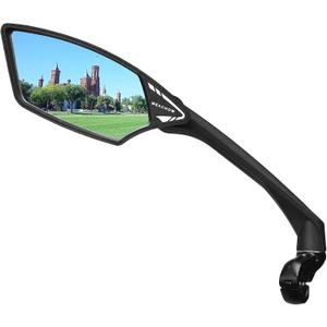 New Scratch Resistant Glass Lens,Handlebar Bike Mirror, Rotatable Safe Rearview Mirror, Bicycle Mirror, (Silver Left Side) ME-006LS