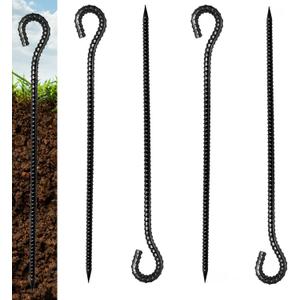 4 Pack Rebar Stakes - 5/8 Diameter Heavy Duty Metal Stakes with Chisel Point Ends, Ground Stakes for Yard and Camping, Tree Stakes Supports