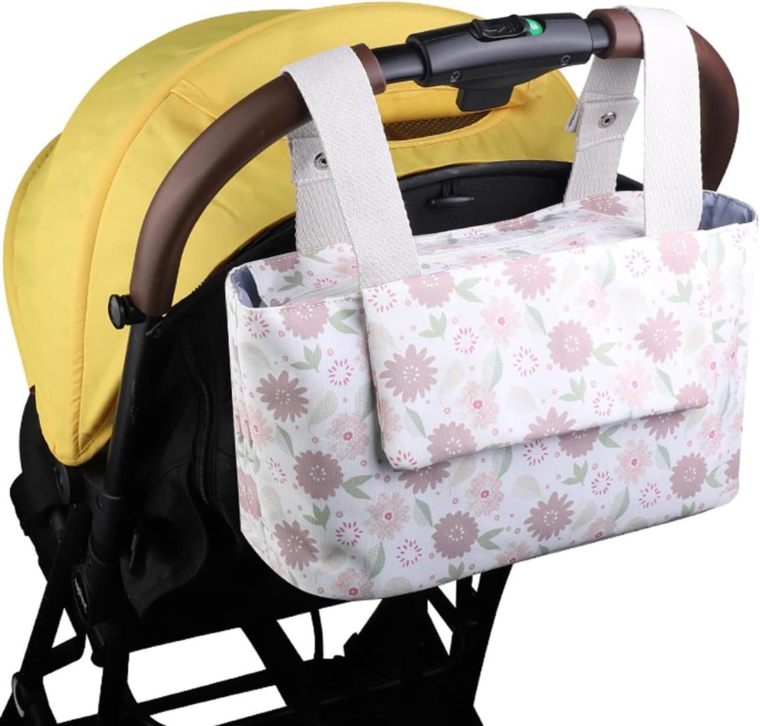 Universal Stroller Organizer with Insulated Cup Holder and Phone Bag, Stroller Bag Caddy Organizer Accessories for Stroller like Uppababy, Baby Jogger, Britax, BOB, Umbrella and Pet Stroller