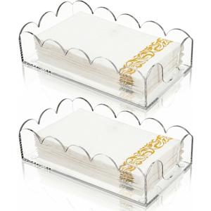 ZEAYEA 2 Pack Acrylic Napkin Holders, Clear Guest Towel Holders for Party, Wedding, Decorative Hand Towel Tray for Dining Room, Bathroom, Kitchen, Hotel, Restaurant