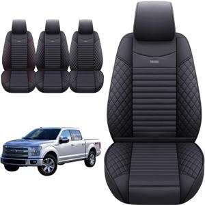 Aierxuan 2 Front Seat Covers for 2009-2025 Ford F150 Truck Seat Covers Waterproof Leather Seat Protectors Custom Fit for 2017-2025 F250 F350 F450(2 PCS Front, Black)