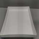 US Acrylic White Plastic Serving Trays (Set of 4) 15 x 10 | Large Unbreakable Reusable Rectangular Party Platters | Serve Appetizers, Fruit, Veggies, & Desserts | BPA-Free & Made in USA