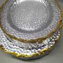 100 PCS Clear Stone Texture Plastic Plates with Gold Rim, Heavy-duty Clear Disposable Plates, Include 10" Dinner Plate and 7" Salad Plate for Party and Wedding