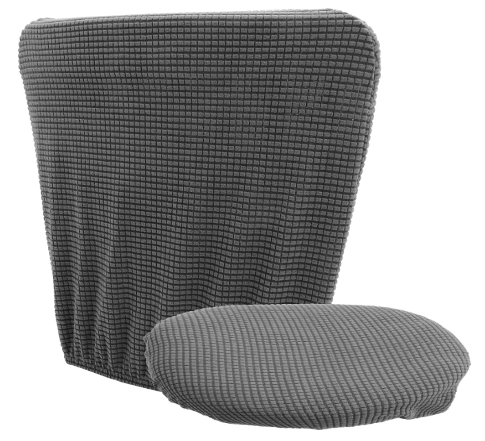 Cover Set, Elastic Stretchable Deep Gray Corn Velvet Protective Slipcover for Computer Desk Chair, Includes Backrest and Seat Cushion, Suitable for Office and Home Couch Use