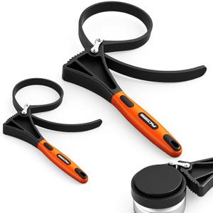 2-Piece Strap Wrench Set, Adjustable Rubber Oil Filter Wrench Max Diameter 4" and 6", Jar Opener Set Heavy Duty Blet Wrenches for Drain Sewer Cap Sink Pliers Nut Shower Head Valve Removal