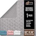 GORILLA GRIP Washable Underpads, Waterproof Reusable Heavy Absorbency Incontinence Bed Pads, Leak Proof Toddler Mattress Pad, 52x34 Slip Resistant Protector for Bedwetting, Adults and Kids, Gray
