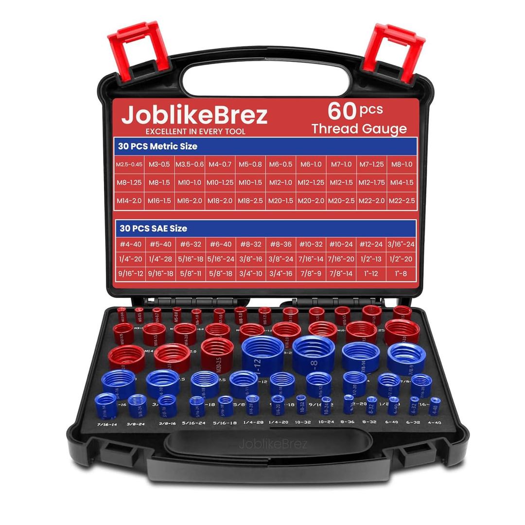 Thread Checker, 60pcs Nut and Bolt Thread Checker, 30 Inch & 30 Metric Box Set Thread Gauge, Thread Checker Standard and Metric Suitable for Size Checker of Bolts or Nuts in Narrow Areas (Red)