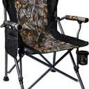 Camping Folding Chair, Heavy Duty Steel Frame Support 400 LBS with Side Pocket and Cup Holder, Portable for Camping, Fishing, Picnic,Camouflage