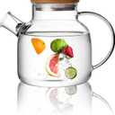 CnGlass Glass Teapot Stovetop Safe,40.6oz Clear Tea pot with Removable Filter Spout,Loose Leaf and Blooming Tea Maker, 40.6oz/1200ml