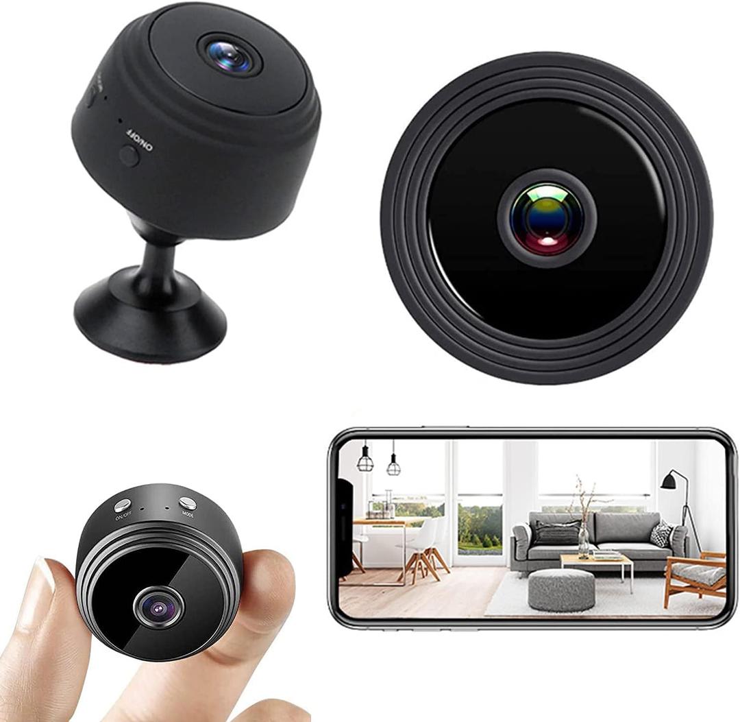 2025 Upgraded Small Camera Wireless Indoor - WiFi Small Cameras Wireless - 1080P HD Home Security Camera Vision (Black)