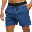 Tyhengta Men's Swim Trunks Quick Dry Beach Shorts with Zipper Pockets and Mesh Lining (30, Navy-blue)