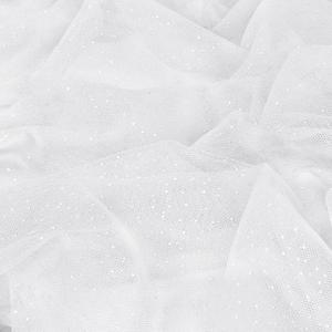 Entisn Glitter Tulle Fabric, 3 Yards x 60 Inch Wide Tulle Bolt White Tulle Netting with Silver Sequin, Soft Sparkly Tulle Fabric Bulk for Bridal Veil Wedding Decoration Tutu Skirt Gift Wrap