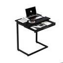 Serxis C Shaped End Table,Small Couch Side Table with Drawer,for Living Room, Bedroom Magazines, Computers, Coffee, Small Objects Storage.Black