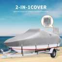 Boat Covers 16-18.5ft, Heavy Duty 800D PU Waterproof Trailerable Marine Grade Polyester Canvas, UV Resistant Bass Boat Covers, Fits V-Hull Tri-Hull Fish&Ski Boat, Runabout with Tightening Strap