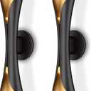 Tubicen Modern Wall Sconces Set of 2 Up and Down Wall Lights Indoor Dimmable Mid Century Modern Black and Gold Wall Sconces for Bedroom Living Room Home Theater Hardwired 15.7" H