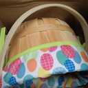 JOYIN Easter Wooden Basket with Liner, Portable Wood Buckets with Folding Handle, Easter Eggs Candies Party Favor Storage Container, Empty Gift Basket for Egg Hunt, Kids Party Treats & Picnic