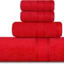 Casa Lino 4 Piece Bath Towel Set | 1 Bath Towel, 2 Wash Cloth, 1 Hand Towels | Bathroom Essentials for New Home, 100% Cotton Luxury Towels, Highly Absorbent Bathroom Set, Red
