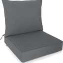 EAGLE PEAK Outdoor Deep Seat Patio Seat Cushion Set, 25 x 25 x 5 inch, 2-Piece Back Chair Cushion, Set of 1, Gray