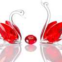 YWHL Happy 40th Anniversary Crystal Swan Gifts for Couples, 40 Years Ruby Wedding Gifts for Parents, Handmade Ruby Red Crystal Swan Collectible Figurine, Anniversary Party Decoration