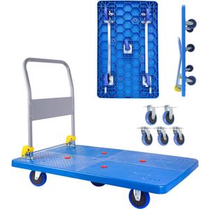 1320lbs Push Cart Dolly with Swivel Wheels Foldable Flatbed Cart Heavy Duty Platform Hand Truck for Loading and Storage
