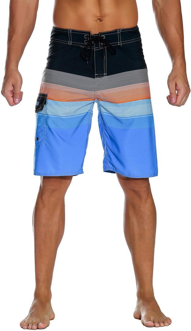 Nonwe Men's Sportwear Quick Dry Board Shorts with Lining (40, Orange)