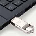 Amazon Basics 256GB USB Flash Drive, Thumb Drive Memory Stick with USB C and USB A Dual Ports, Champagne Silver